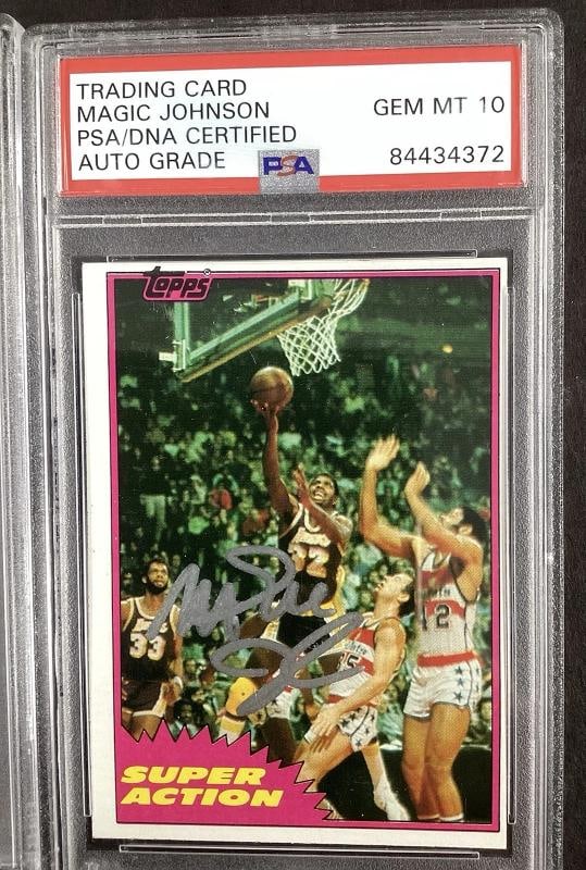 Larry Bird + Magic Johnson Signed 1981 Topps Rookie Card Pair Auto PSA/DNA MJ 10 - 4