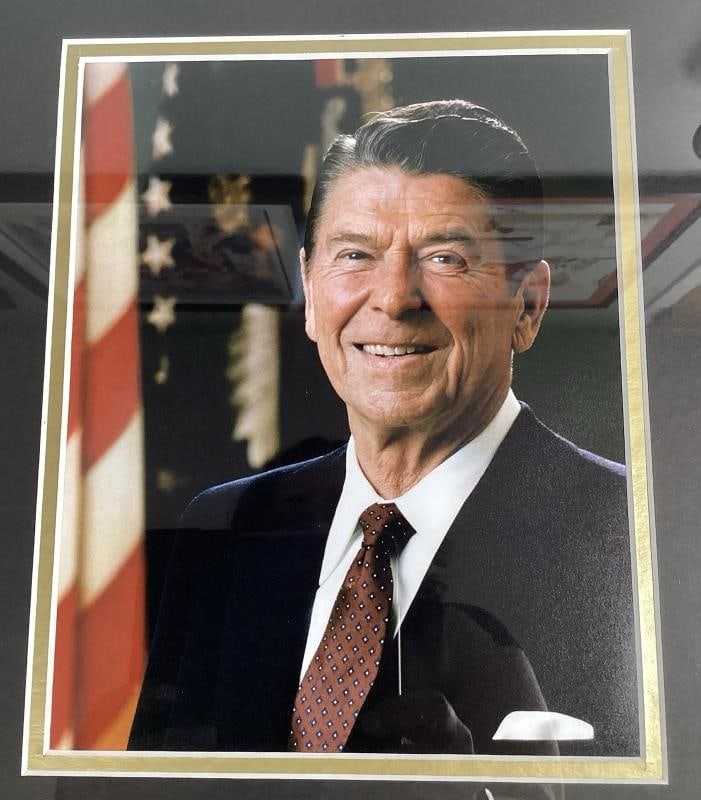 Ronald Reagan Signed Bookplate Framed Display (PSA 9 Auto) - 2