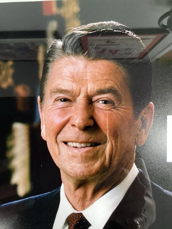 Ronald Reagan Signed Bookplate Framed Display (PSA 9 Auto) - 3