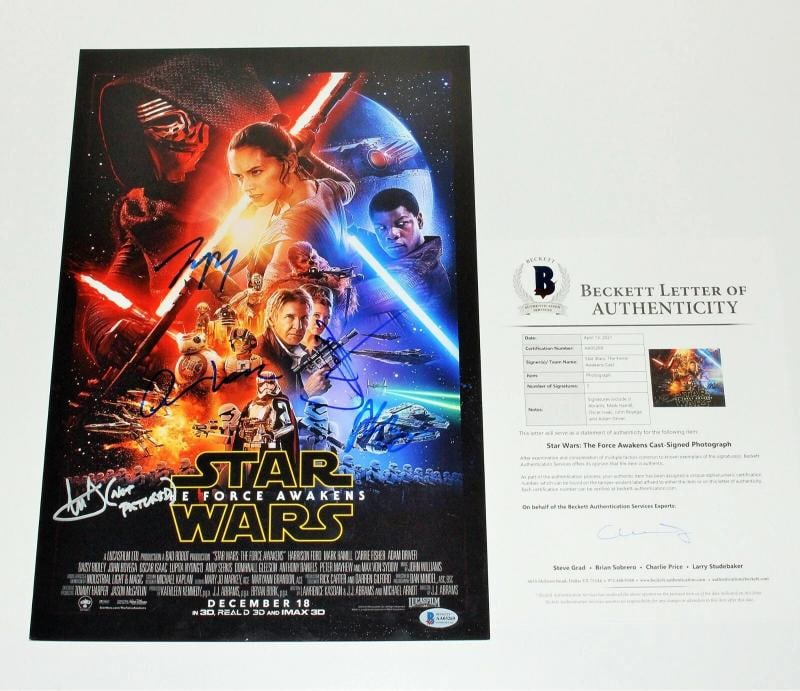 Star Wars The Force Awakens 12x18 Poster Signed By ADAM DRIVER, DAISY RIDLEY, OSCAR ISAAC, JOHN B... - 3