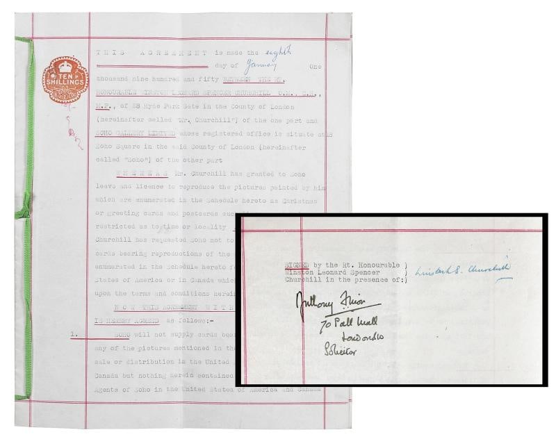 Winston Churchill Signed 1950 Soho Gallery Painting Rights Document (Beckett LOA): Condition: New: A brand-new, unused, unopened, undamaged item (including handmade items). See the seller's ... Read moreabout the conditionNew: A brand-new, unused, unopened, undamaged item (including