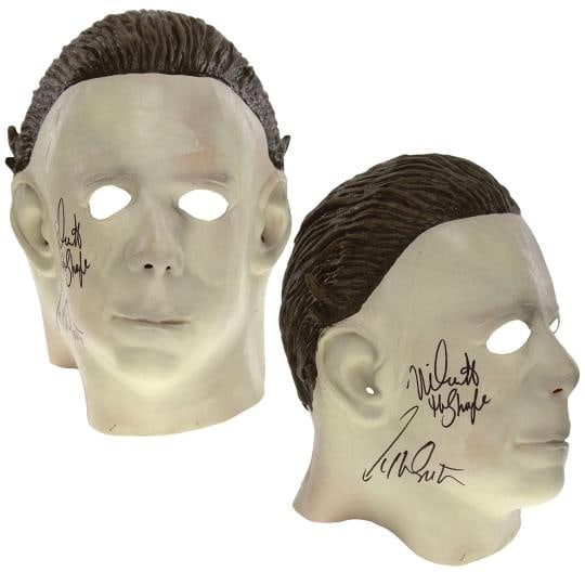 William Shatner & Nick Castle Dual Signed Michael Myers Replica Halloween Mask (JSA): Country of Origin: United States,Industry: Movies,Personalize: No,Movie: Halloween,Signed by: William Shatner,Signed: Yes,Autograph Authentication: James Spence (JSA),Original/Reproduction: Original