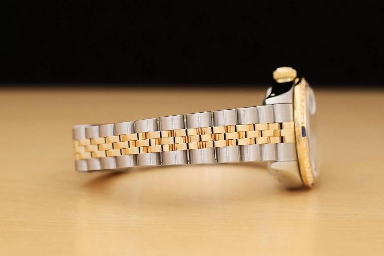ROLEX LADIES DATEJUST 69173 ICE BLUE DIAMOND SAPPHIRE 18K GOLD STEEL WATCH - 4