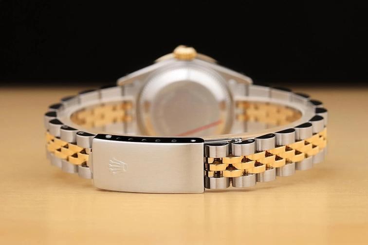 ROLEX LADIES DATEJUST 69173 ICE BLUE DIAMOND SAPPHIRE 18K GOLD STEEL WATCH - 6