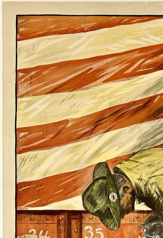 Original Vintage Poster TEAMWORK WINS United States Propaganda World War WWI OL - 2