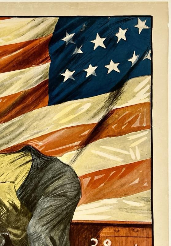 Original Vintage Poster TEAMWORK WINS United States Propaganda World War WWI OL - 3