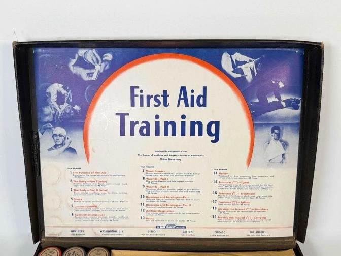 Antique Jam Handy WWII 1940s First Aid Training Kit Film Reels Records Manuals - 3