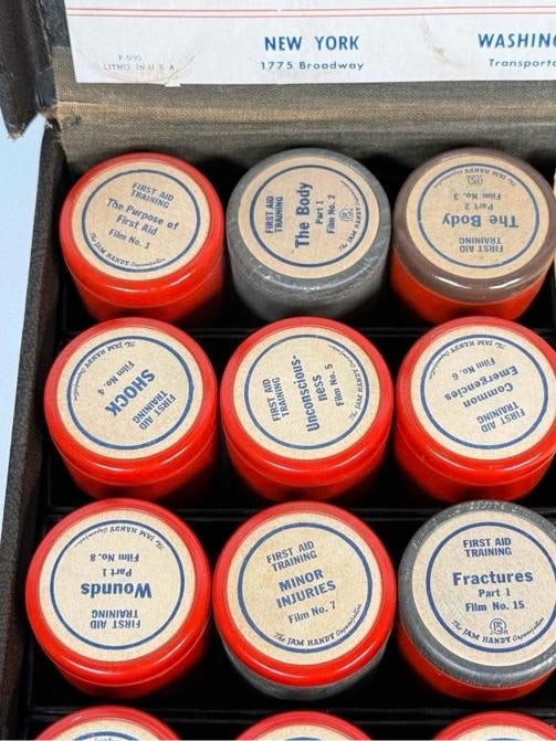 Antique Jam Handy WWII 1940s First Aid Training Kit Film Reels Records Manuals - 4