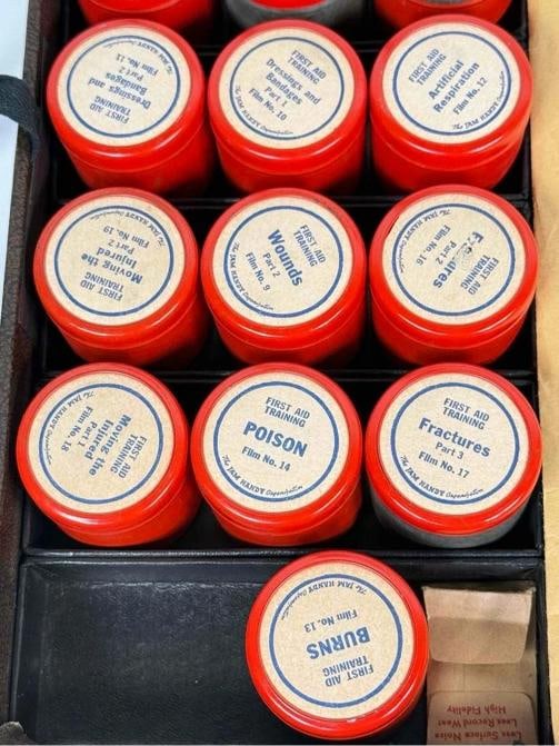Antique Jam Handy WWII 1940s First Aid Training Kit Film Reels Records Manuals - 5