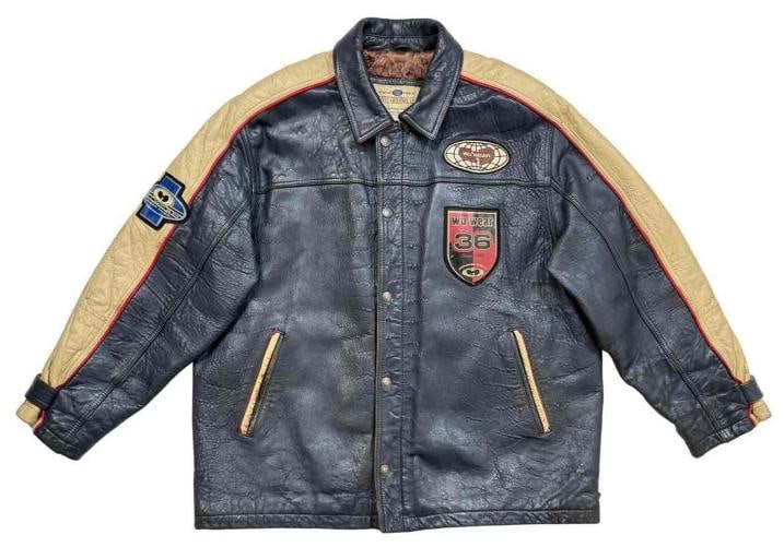 Vtg 1995 Wu-Wear Wu Tang Clan Navy Leather Mens Jacket XL Hip Hop Rap Rihanna: DIMENSIONS: Size XL, 34" in height from top of collar to bottom hem, arm length 32" from edge of cuff to neck, 27" in length from armpit to armpit. . Condition: Pre-owned - Good,Brand: Wu Wear,Outer