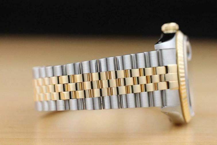 ROLEX MENS DATEJUST 16233 RED VIGNETTE DIAMOND 18K YELLOW GOLD STEEL WATCH - 8