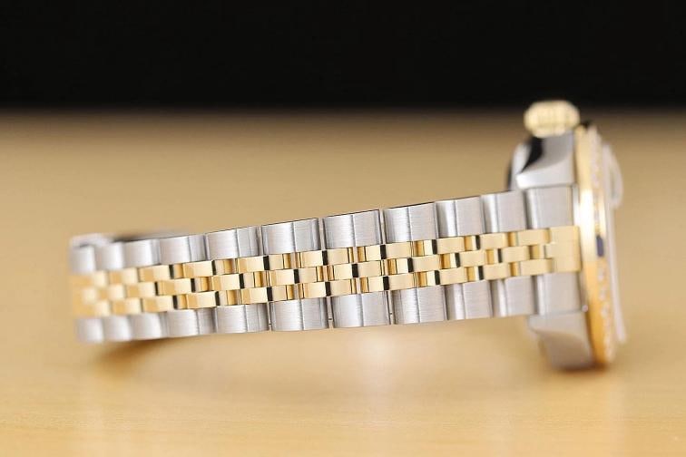 ROLEX LADIES DATEJUST 79173 WHITE DIAL 18K GOLD STEEL DIAMOND SAPPHIRE WATCH - 8