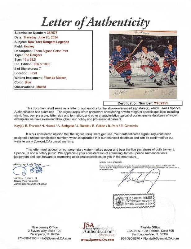 Rangers Legends (7) Francis, Howell +4 Signed & Framed 16x38.5 Litho LE JSA LOA - 5