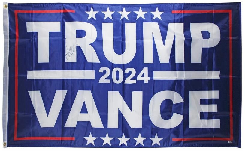 Donald J. Trump Signed 36x60 Trump Vance Campaign Flag PSA/DNA: Condition: New: A brand-new, unused, unopened, undamaged item (including handmade items). See the seller's ... Read moreabout the conditionNew: A brand-new, unused, unopened, undamaged item