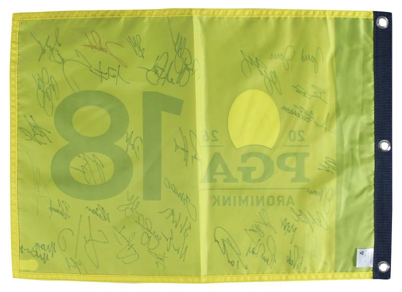 (39) Fleetwood, Clark, Thomas, Rahm +35 Signed 2026 PGA Championship Flag Beckett - 6
