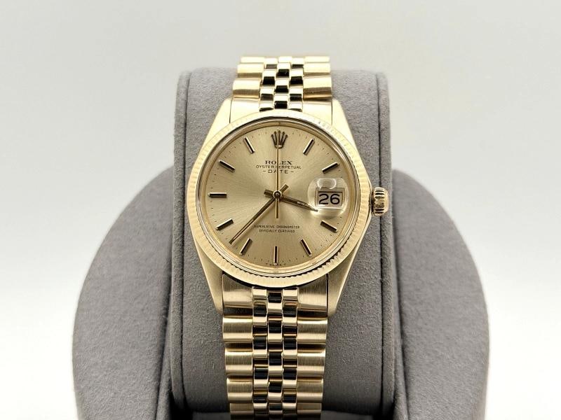 Rolex Date 1503 34mm Champagne Dial Yellow Gold Jubilee - 13