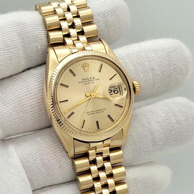 Rolex Date 1503 34mm Champagne Dial Yellow Gold Jubilee - 2