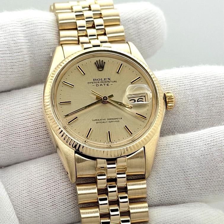 Rolex Date 1503 34mm Champagne Dial Yellow Gold Jubilee - 4