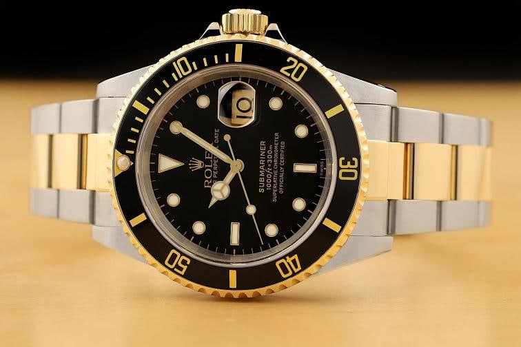 ROLEX SUBMARINER DATE 16613LN 18K GOLD BLACK 40MM STAINLESS STEEL WATCH w/ PAPER - 3