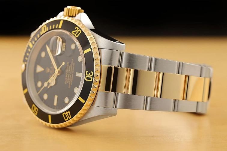 ROLEX SUBMARINER DATE 16613LN 18K GOLD BLACK 40MM STAINLESS STEEL WATCH w/ PAPER - 4