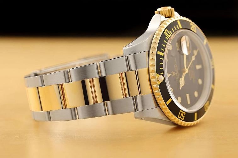 ROLEX SUBMARINER DATE 16613LN 18K GOLD BLACK 40MM STAINLESS STEEL WATCH w/ PAPER - 8