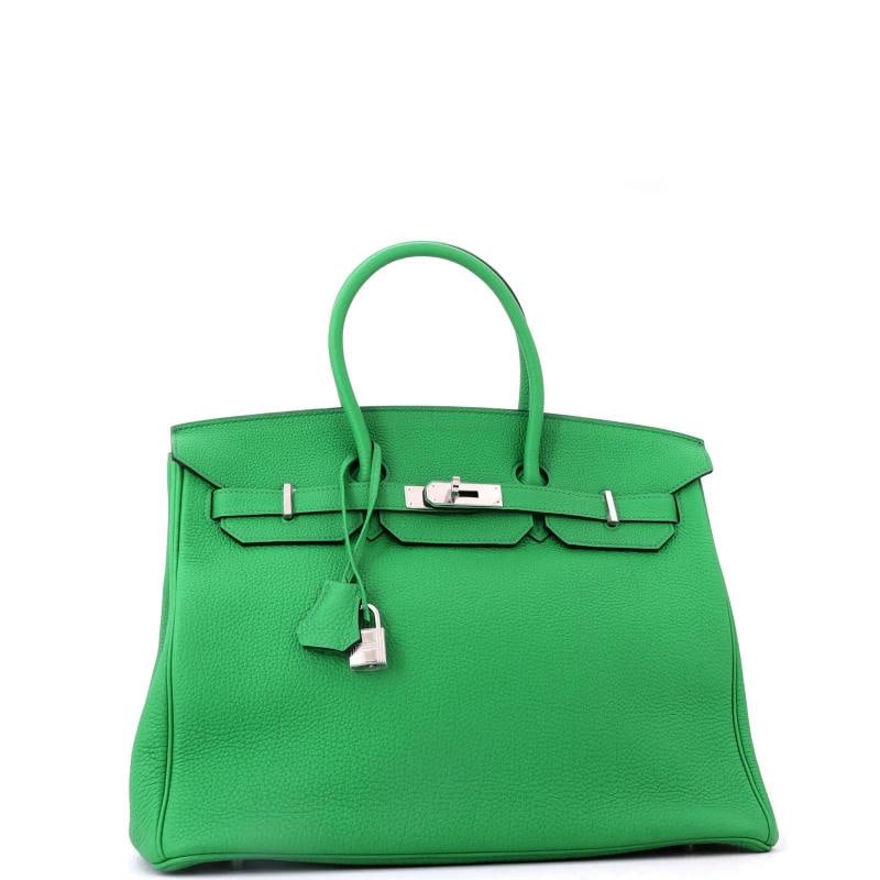 Hermes Birkin Handbag Green Togo with Palladium Hardware 35 - 2