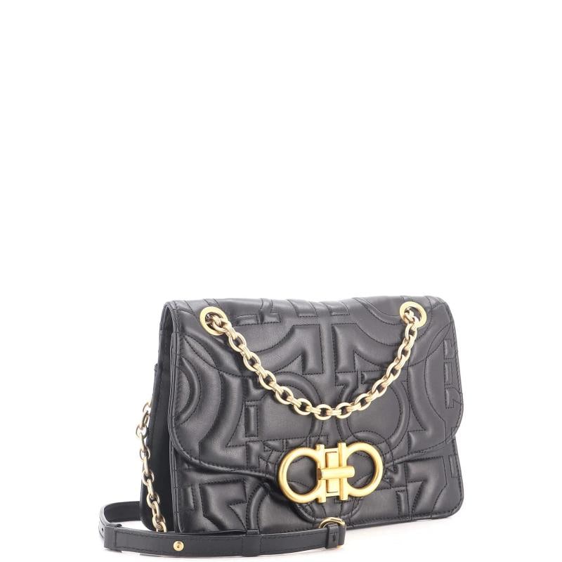 Salvatore Ferragamo Gancini Turnlock Flap Bag Gancini Quilted Leather Medium - 2