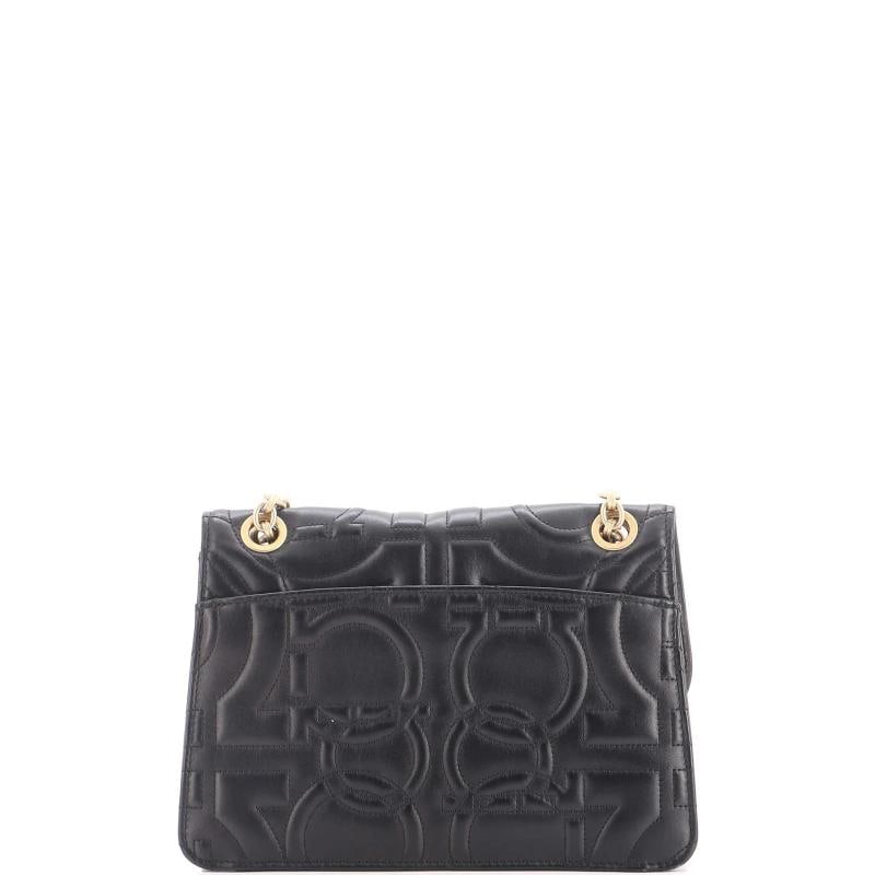 Salvatore Ferragamo Gancini Turnlock Flap Bag Gancini Quilted Leather Medium - 3