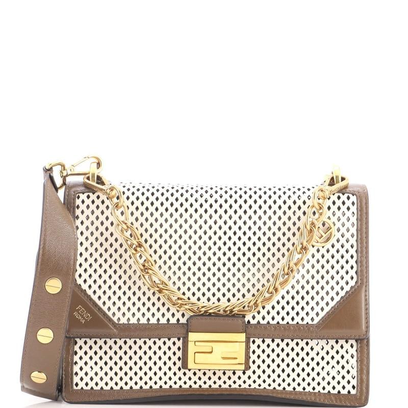 Fendi Kan U Shoulder Bag Perforated Leather Medium: Accessories: With Strap Measurements: Height 7", Width 9.5", Depth 3", Strap Drop 17". Condition: Pre-owned - Excellent,Brand: Fendi,Exterior Material: Leather,Style: Shoulder Bags,Exterior Color: