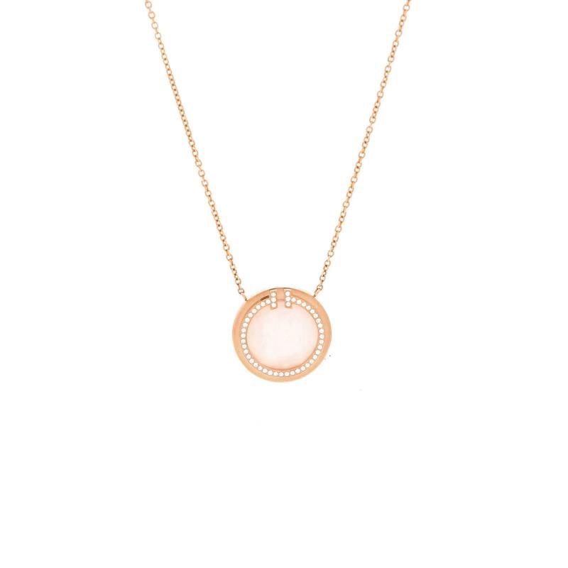 Tiffany & Co. T Circle Pendant Necklace 18K Rose Gold with Pink Opal: Measurements: Length: 16.0 - 18.0 ", Pendant Length: 16 mm, Pendant Width: 16 mm . Condition: Pre-owned - Good,Brand: Tiffany & Co.,Main Stone: Opal,Metal: 18K Rose Gold,Metal Purity: 18K,Style: Penda