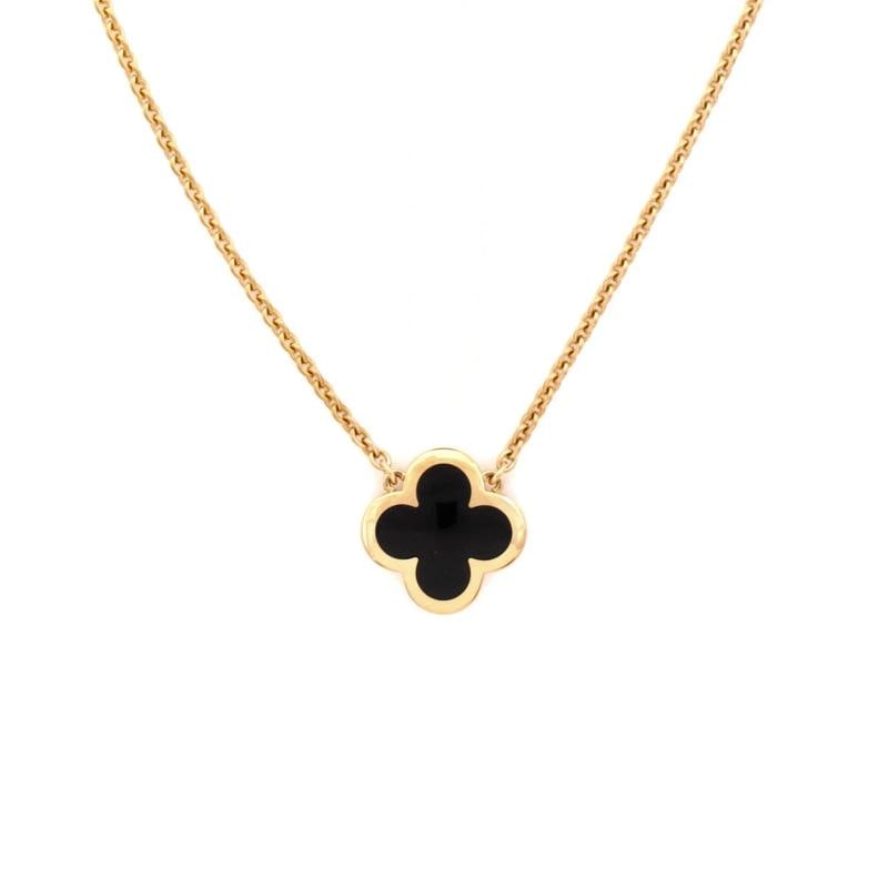 Van Cleef & Arpels Pure Alhambra Pendant Necklace 18K Yellow Gold and Onyx: Condition: Pre-owned - Good,Brand: Van Cleef & Arpels,Main Stone: Onyx,Metal: 18K Yellow Gold,Metal Purity: 18K,Style: Pendant,Type: Necklace,Color: Yellow Gold,Material: 18K Yellow Gold, Onyx
