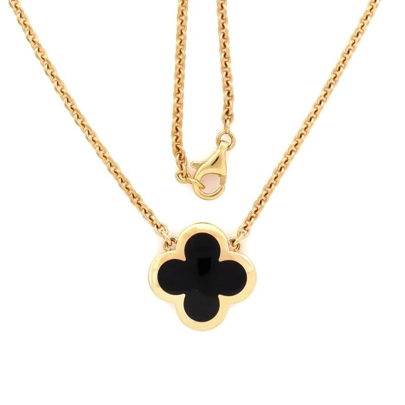 Van Cleef & Arpels Pure Alhambra Pendant Necklace 18K Yellow Gold and Onyx - 2