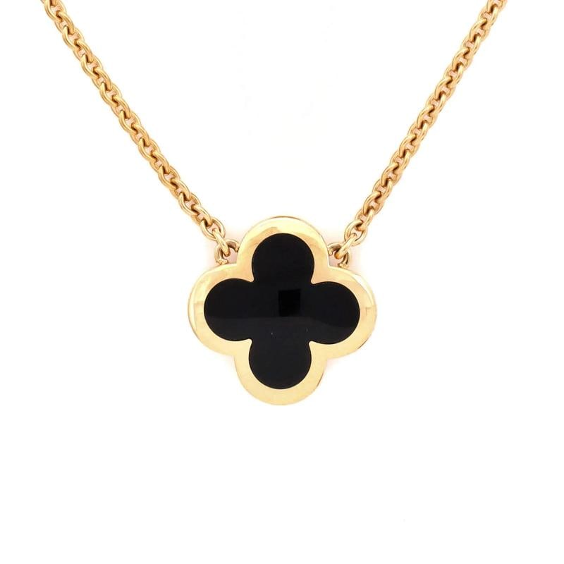Van Cleef & Arpels Pure Alhambra Pendant Necklace 18K Yellow Gold and Onyx - 3