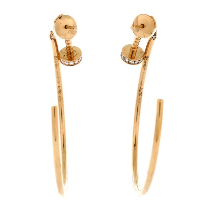 Cartier Juste un Clou Hoop Earrings 18K Yellow Gold with Diamonds Large - 3