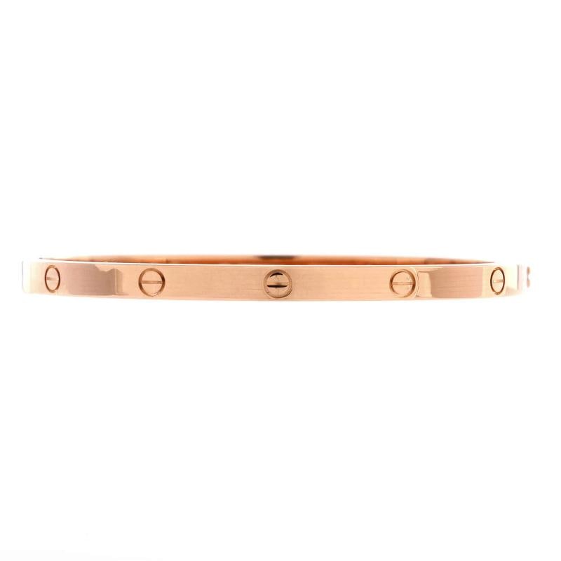 Cartier Love Bracelet 18K Rose Gold Small: Measurements: Circumference: 5.5 ", Width: 3.65 mm . Condition: Pre-owned - Good,Brand: Cartier,Main Stone: Unknown,Metal: 18K Rose Gold,Metal Purity: 18K,Style: Bracelet,Type: Bracelet,Color: Rose Go