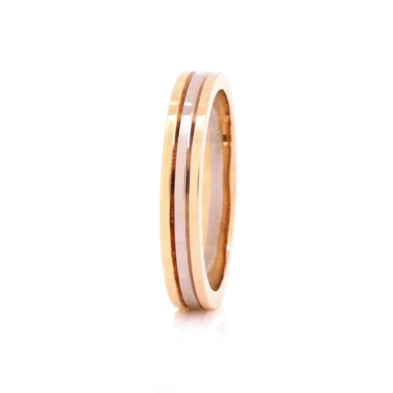 Cartier Vendome Louis Cartier Wedding Band Ring 18K Tricolor Gold 3.5mm - 3