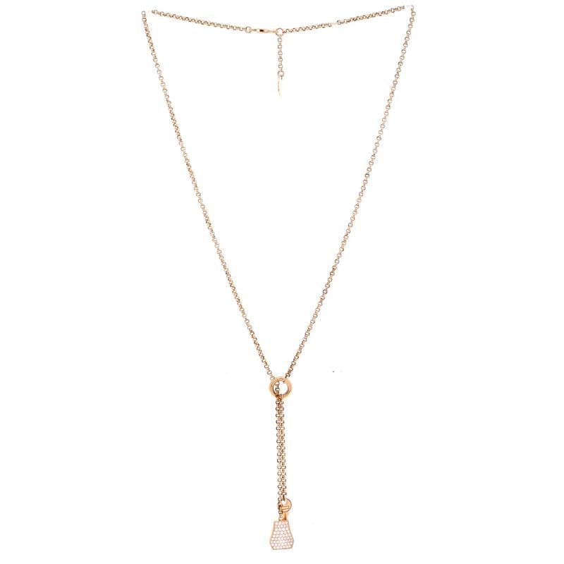 Hermes Kelly Clochette Pendant Necklace 18K Rose Gold with Diamonds Small - 3