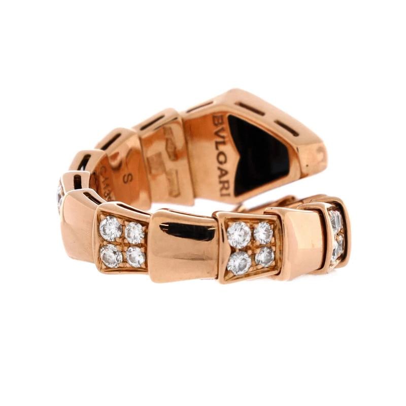 Bvlgari Serpenti Viper One-Coil Ring 18K Rose Gold with Onyx and Semi Pave - 3