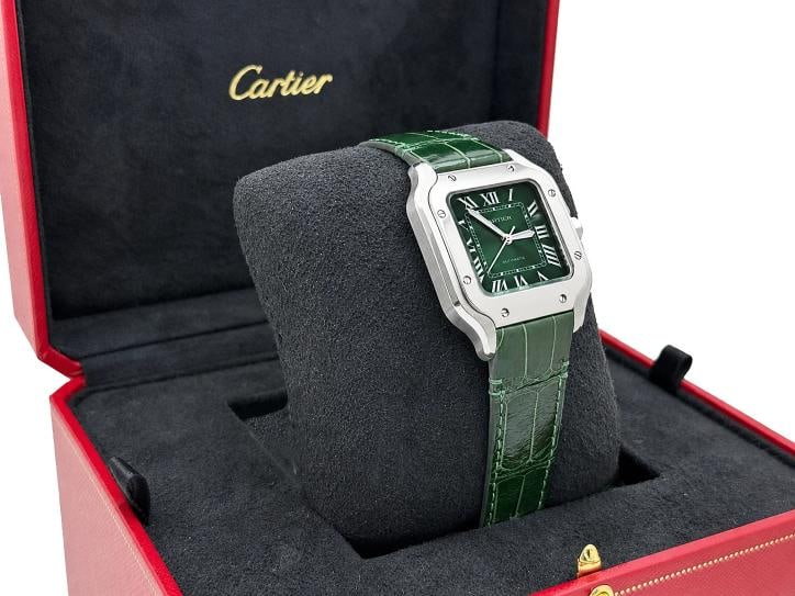 2026 Cartier Santos Medium Green Dial 4072 WSSA0061 35mm Stainless Steel - 14