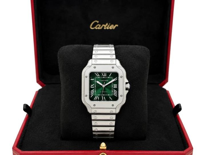 2026 Cartier Santos Medium Green Dial 4072 WSSA0061 35mm Stainless Steel - 2