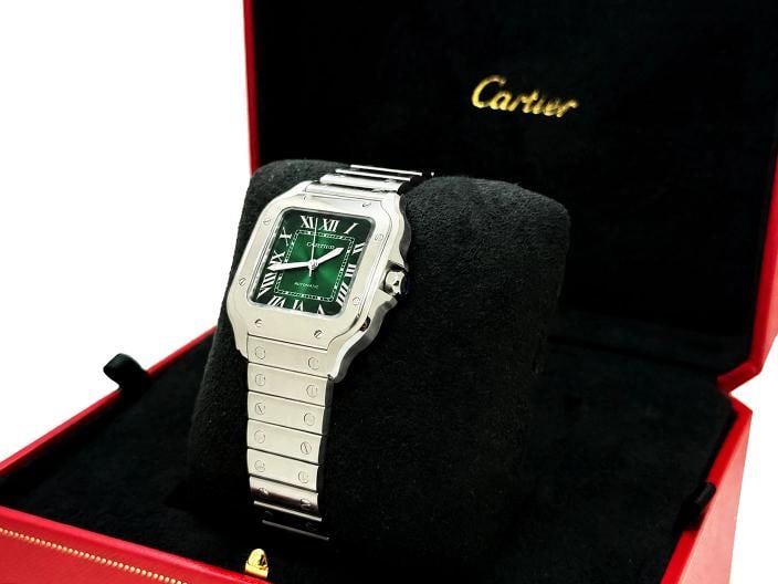 2026 Cartier Santos Medium Green Dial 4072 WSSA0061 35mm Stainless Steel - 3