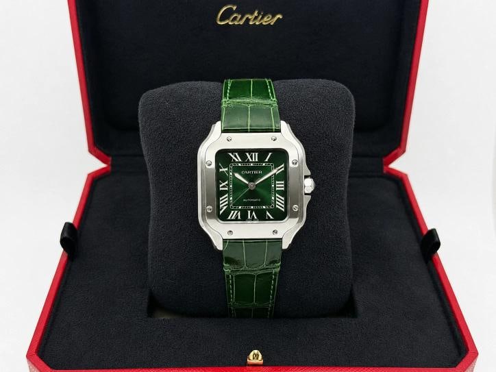 2026 Cartier Santos Medium Green Dial 4072 WSSA0061 35mm Stainless Steel - 4