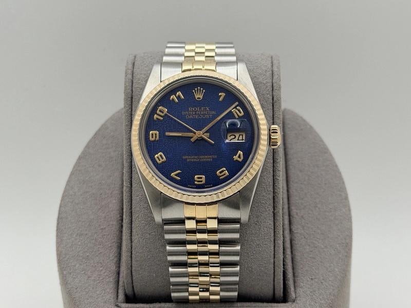 Rolex Datejust 16013 36mm Blue Jubilee Dial 18k Yellow Gold Stainless Steel - 11