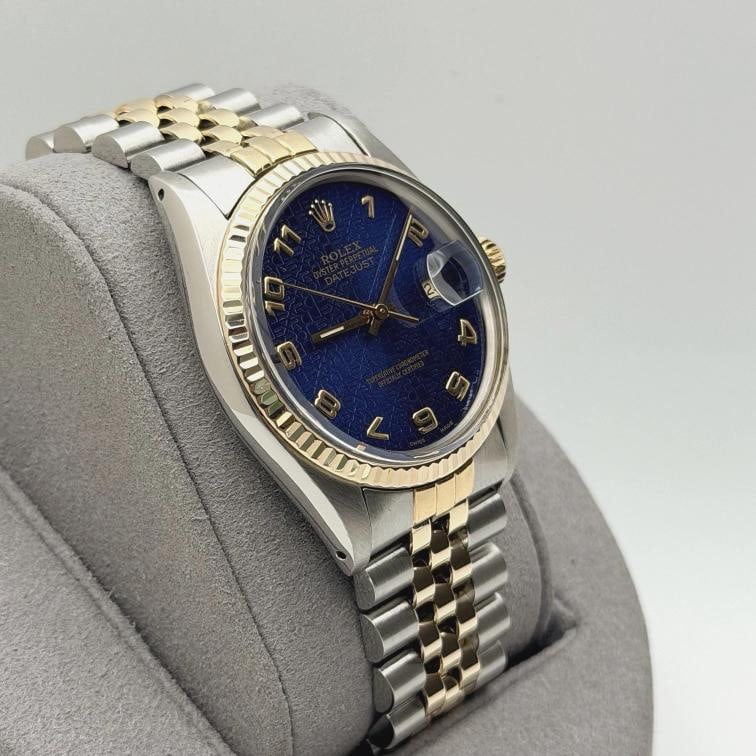 Rolex Datejust 16013 36mm Blue Jubilee Dial 18k Yellow Gold Stainless Steel - 4