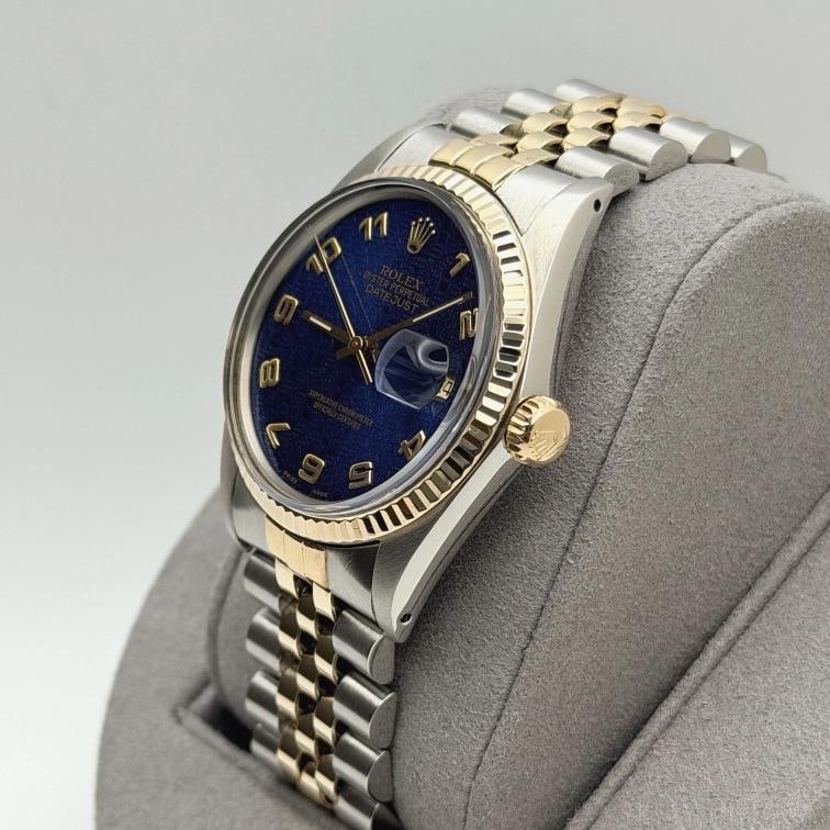 Rolex Datejust 16013 36mm Blue Jubilee Dial 18k Yellow Gold Stainless Steel - 6
