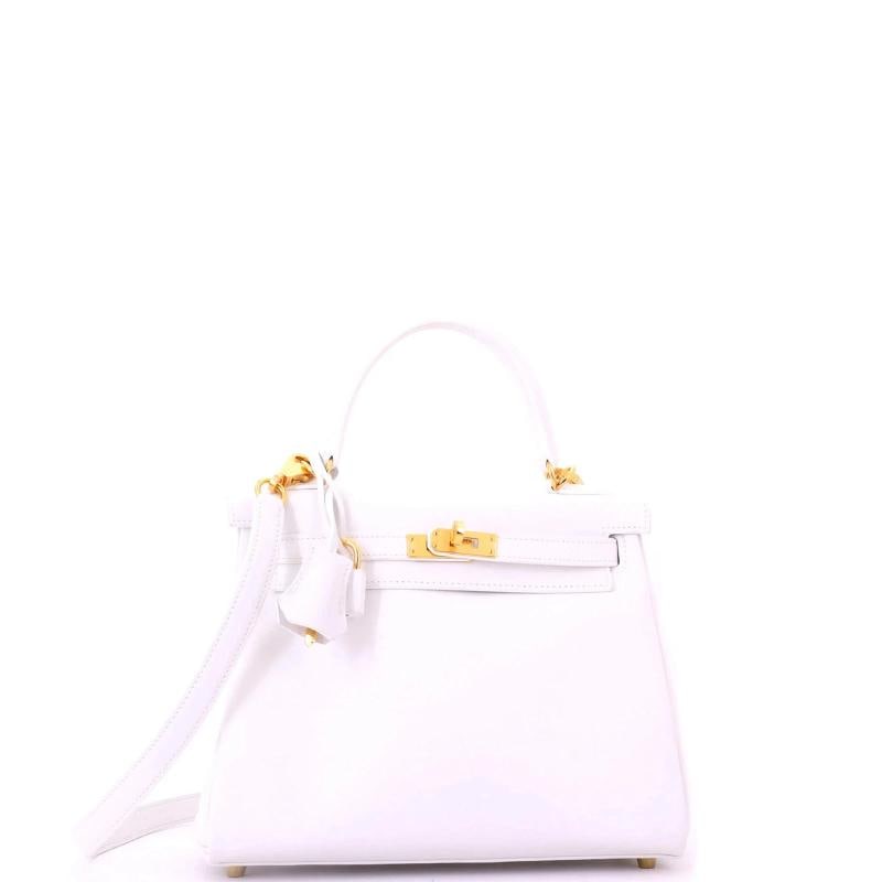 Hermes Kelly Handbag White Swift with Gold Hardware 25 - 3