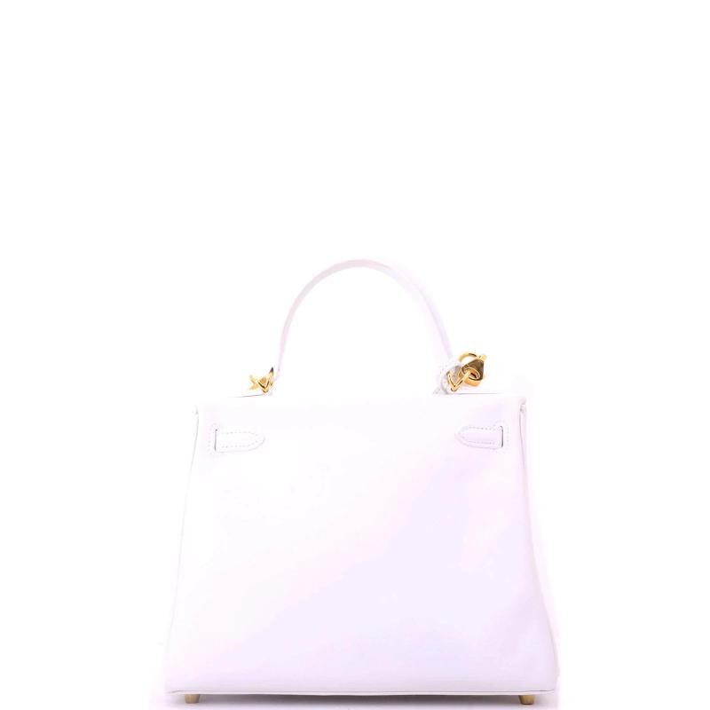 Hermes Kelly Handbag White Swift with Gold Hardware 25 - 4