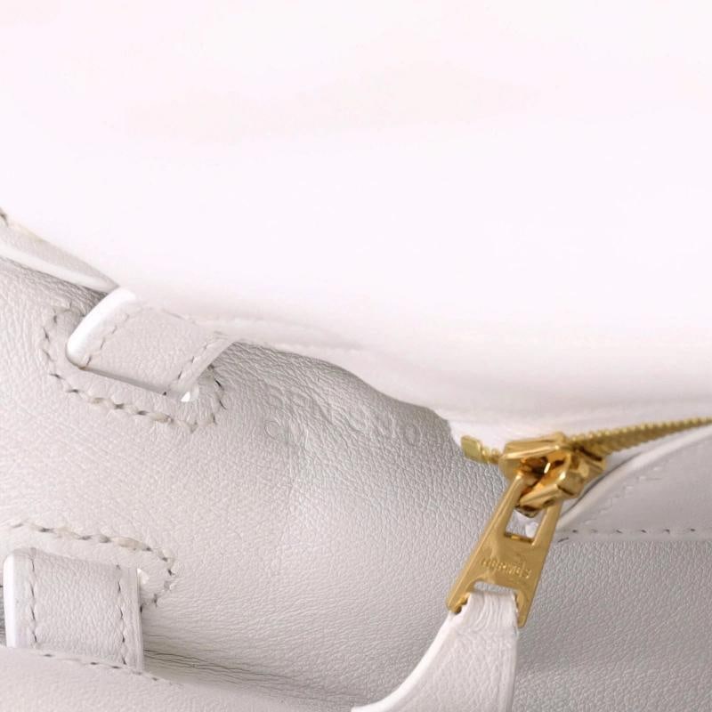 Hermes Kelly Handbag White Swift with Gold Hardware 25 - 8