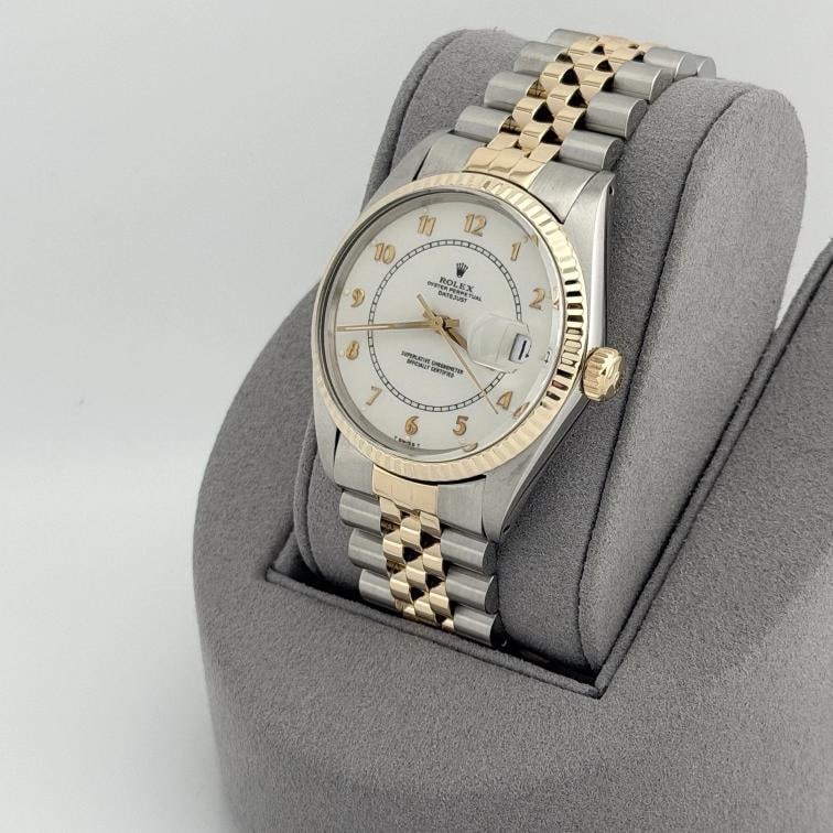 Rolex Datejust 16013 36mm White Boiler Gauge Dial 18k Gold Steel Jubilee - 8