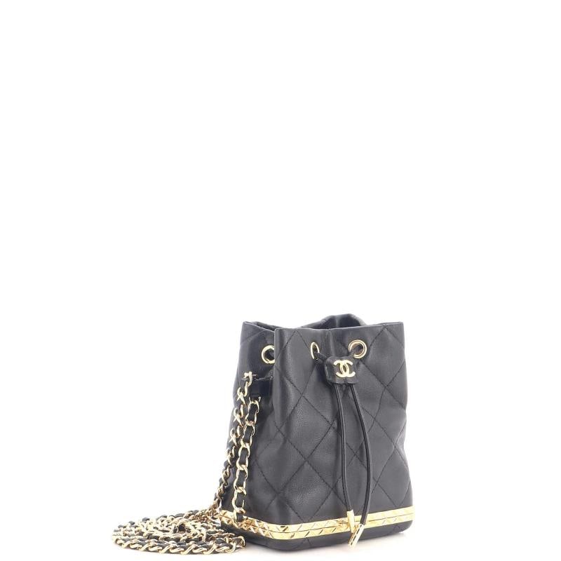 Chanel Lock Frame Bucket Bag with Chain Quilted Lambskin Small - 2